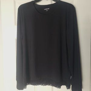 Women Lace Hem Thermal Heat Crew Thermal Base Top
